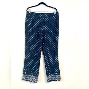 Ann Taylor LOFT Wide Leg Ankle Pants Navy Nautical Preppy Pull On